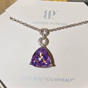 Bomb Party Lavender Topaz Cubic Zirconia Necklace on Rhodium New NK71219